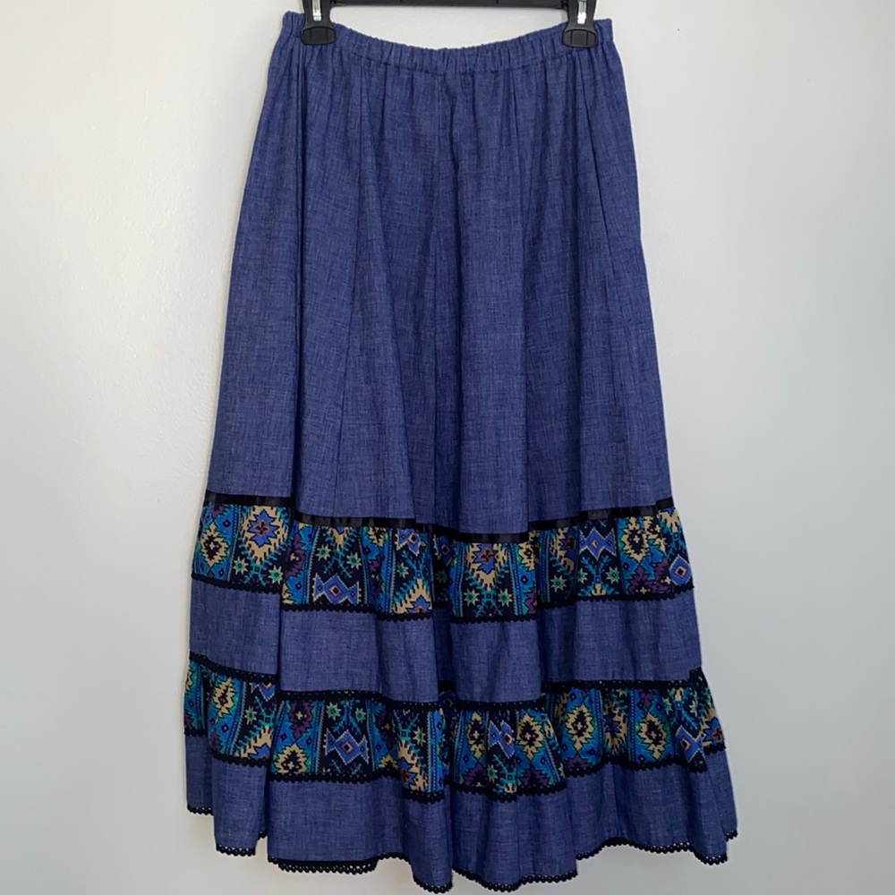 Carefree Fashion Blue Vintage Maxi Skirt